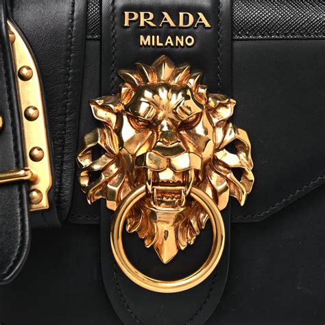 prada saffiano lion knocker cahier bag|PRADA Antic Soft Saffiano Lions Head Cahier Shoulder Bag.